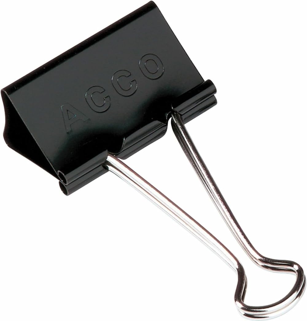 ACCO Brands Binder Clips, Large, 1 Box, 12 Clips/Box (72100)