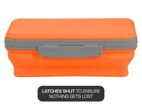 It's Academic Flexi Storage Box with Lid, Collapsible Pencil Case Design for Craft and School Supplies, Orange