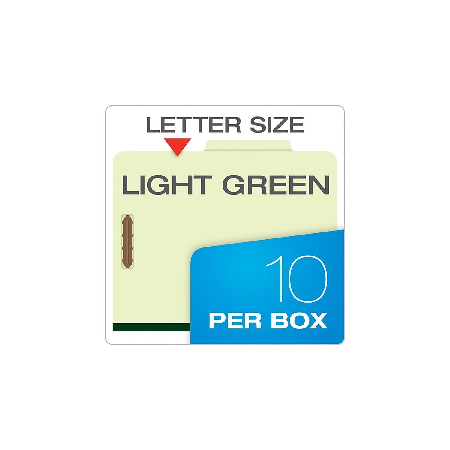 Pendaflex Classification Folders, 1 Divider, Embedded Fasteners, 2/5 Cut Tab, Letter, Light Green, 10/BX (17172), Corona Green