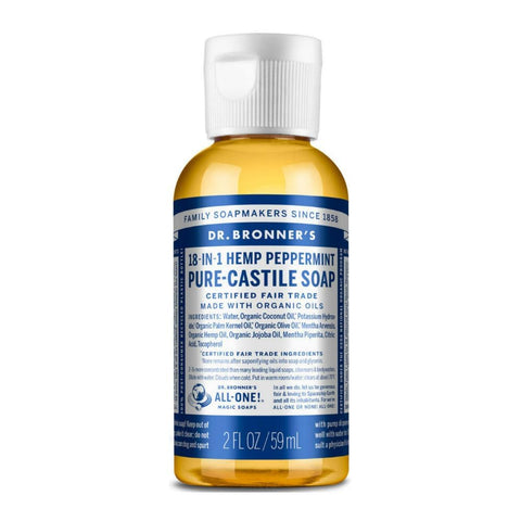 Dr. Bronner's Liquid Organic Castile Soap Peppermint 2oz All-Purpose (6-Pack)