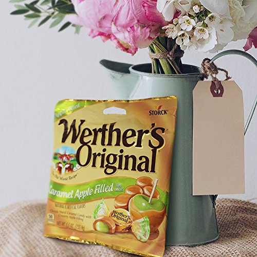 Werther's Original Caramel Apple Filled Hard Candies - Individually Wrapped Hard Candies for Halloween, Parties, or Snacks - 2.65 oz Bags (Pack of 12)