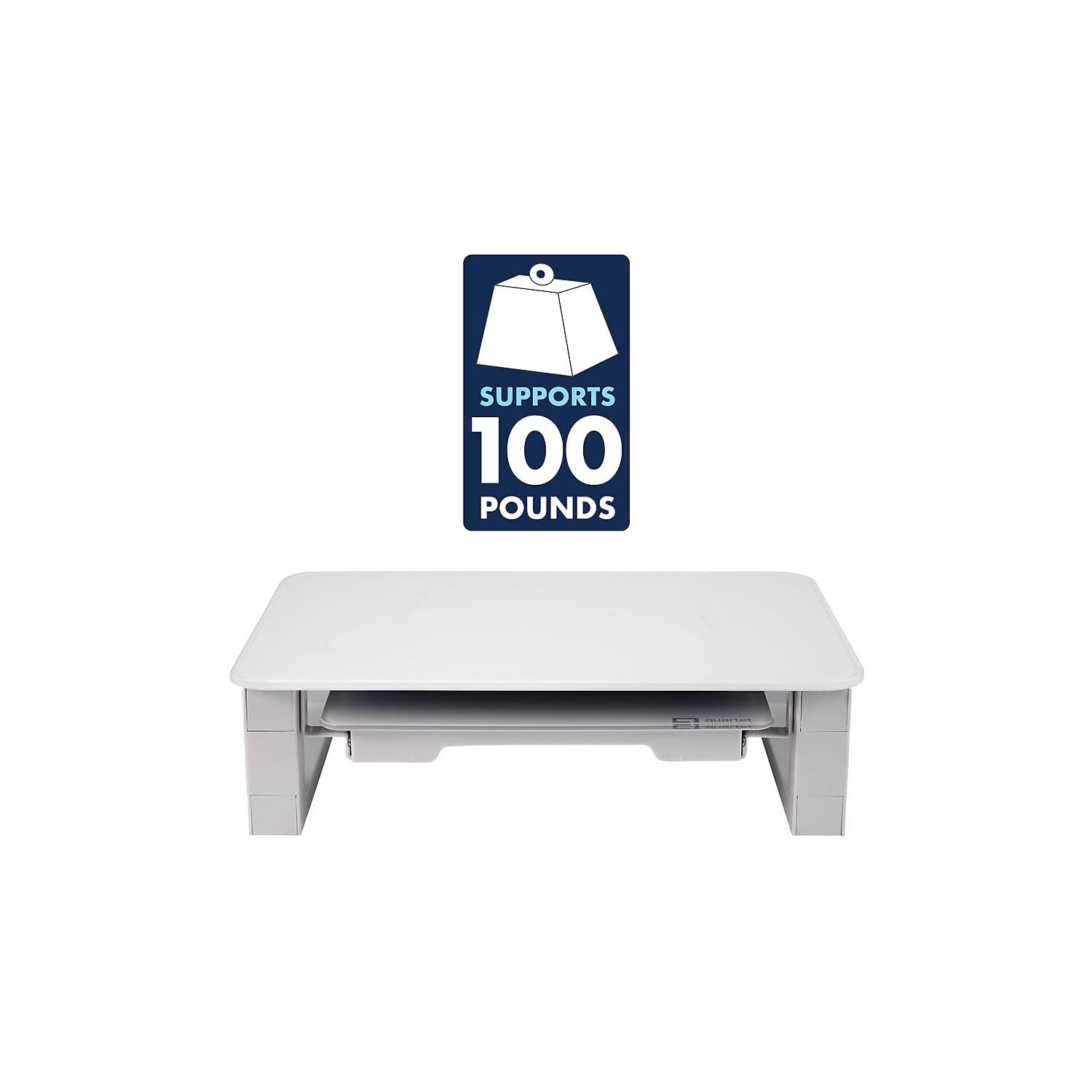 Quartet Desktop Glass Monitor Riser for Computer with Dry-Erase Board, Adjustable Height (Q090GMRW01)
