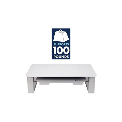 Quartet Desktop Glass Monitor Riser for Computer with Dry-Erase Board, Adjustable Height (Q090GMRW01)