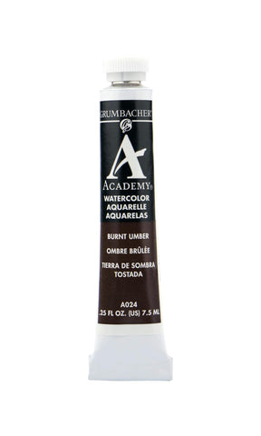 Grumbacher Academy Watercolor Paint, 7.5ml/0.25 Ounce, Burnt Umber (A024)