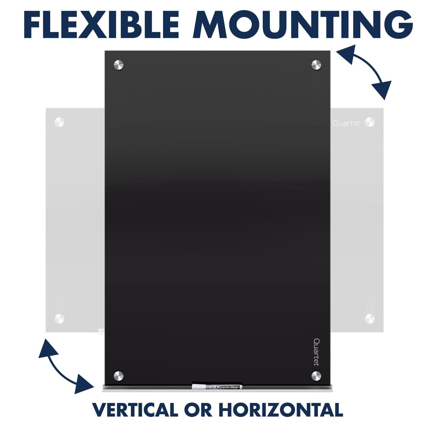 Quartet Magnetic Dry Erase Board, 24" x 18" Glass Whiteboard for Wall, Infinity, Black (G2418B)