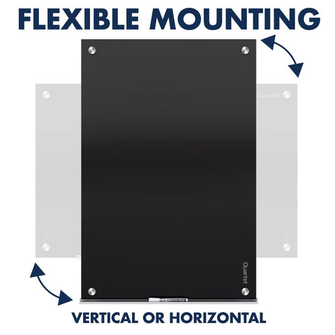 Quartet Magnetic Dry Erase Board, 24" x 18" Glass Whiteboard for Wall, Infinity, Black (G2418B)