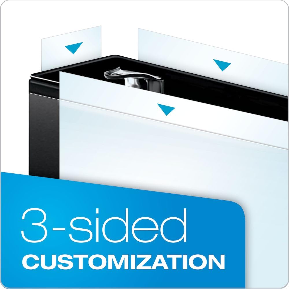 Cardinal 3 Ring Binder, 1 Inch Performer ClearVue Binder, Round Rings, 225-Sheet Capacity, Customizable ClearVue Covers, PVC-Free, Black (67225)