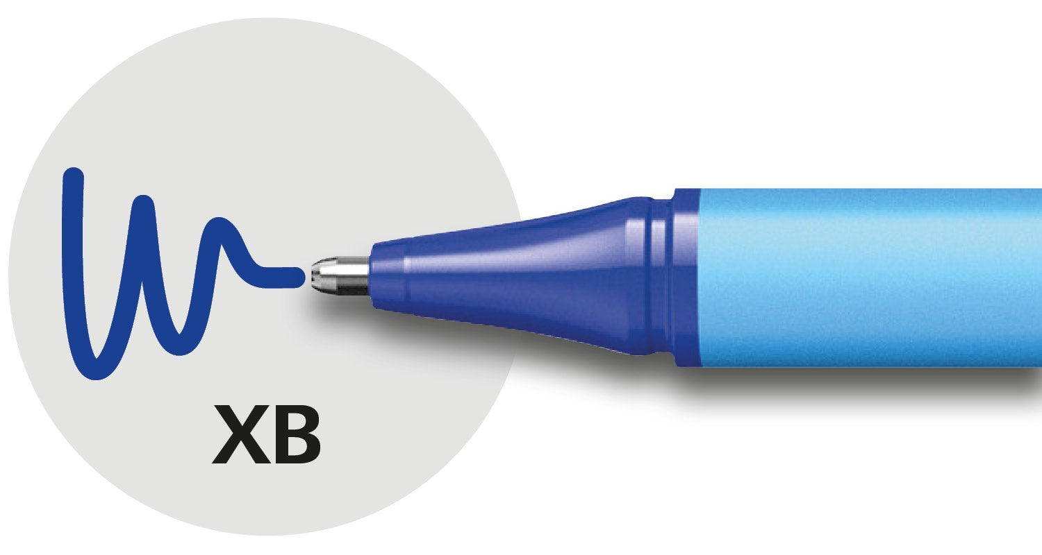 Schneider Slider Edge XB (Extra Broad) Ballpoint Pen, 1.4 mm, Light Blue Barrel, Assorted Ink Colors, Adjustable Case Stand of 8 Pens (152279)