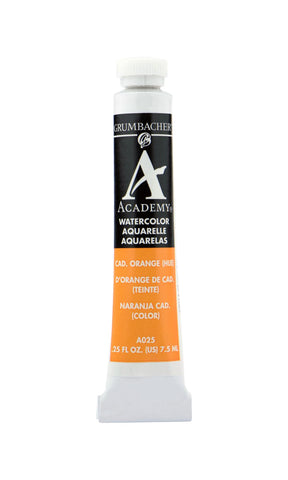 Grumbacher Academy Watercolor Paint, 7.5ml/0.25 Ounce, Cadmium Orange Hue (A025)