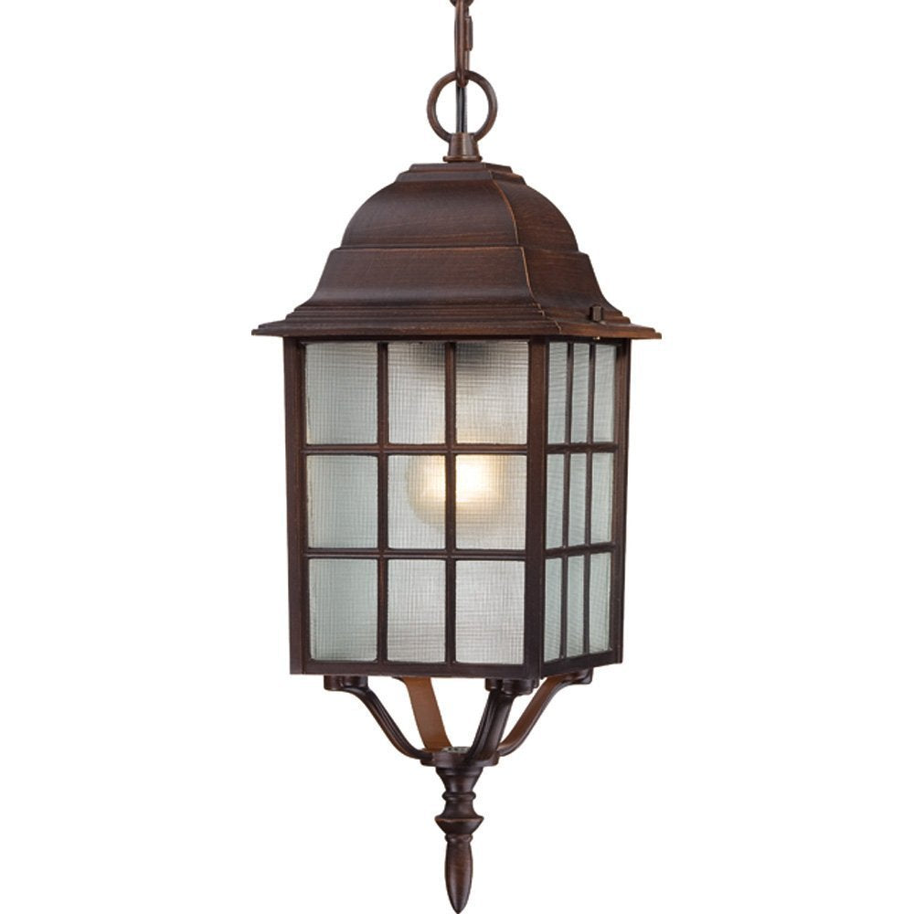 Nuvo Lighting 60/4912 Adams One Light Hanging Lantern 100 Watt A19 Max. Frosted Glass Rustic Bronze Outdoor Fixture