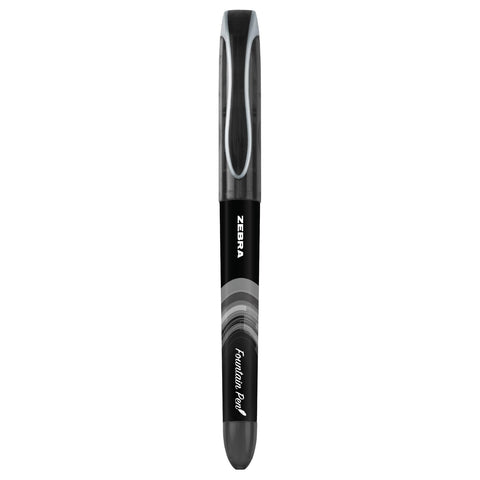 Zebra Pen, Fountain Pen, 0.6mm Fine Point, Stainless Steel Nib, Preloaded Black Ink, Smooth Ink Flow, Classic Black Barrels, No Cartridge Needed, 2-Pack (48312)