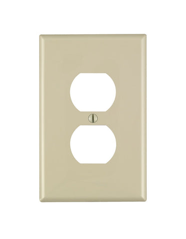 Leviton 1-Gang Duplex Receptacle Wallplate, Midway Size, Ivory, PJ8-I
