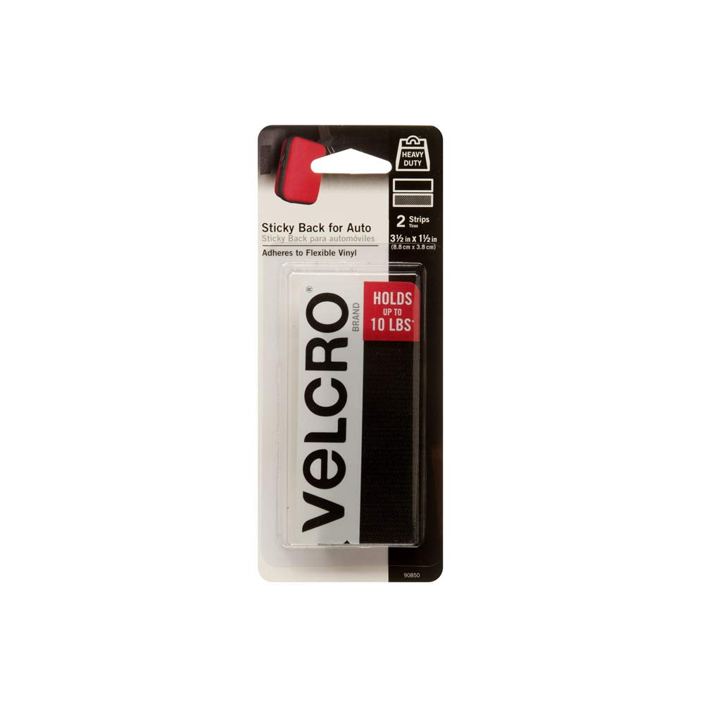 VELCRO Brand Industrial Strength Fasteners | Auto, RV, Boat Adhesive | Heavy Duty Strength for Dashboards & Consoles | Vinyl Compatible & Temperature Resistant | 3½in x 1½in Strips, Black