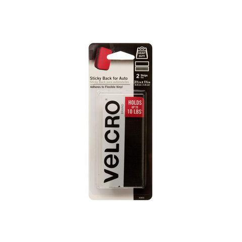 VELCRO Brand Industrial Strength Fasteners | Auto, RV, Boat Adhesive | Heavy Duty Strength for Dashboards & Consoles | Vinyl Compatible & Temperature Resistant | 3½in x 1½in Strips, Black