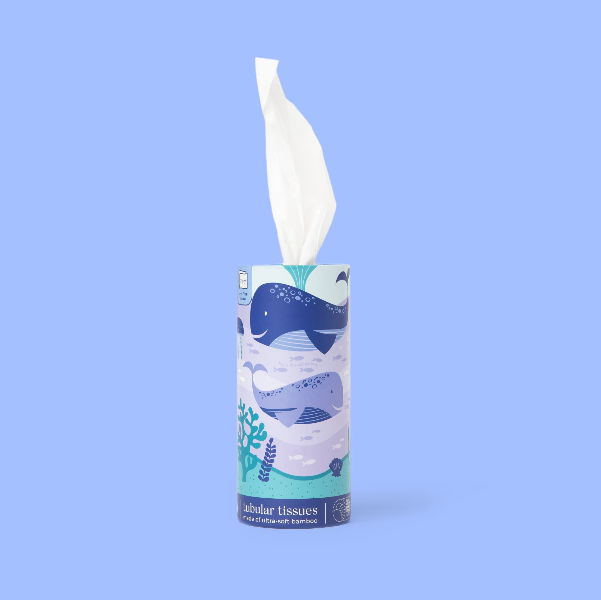 Bim Bam Boo 100% Bamboo Facial Tissue Tube, 3-ply Hypoallergenic Travel Tissues in Car Tissue Holder, 1 Eco-Friendly Cylinder Tissue Tube