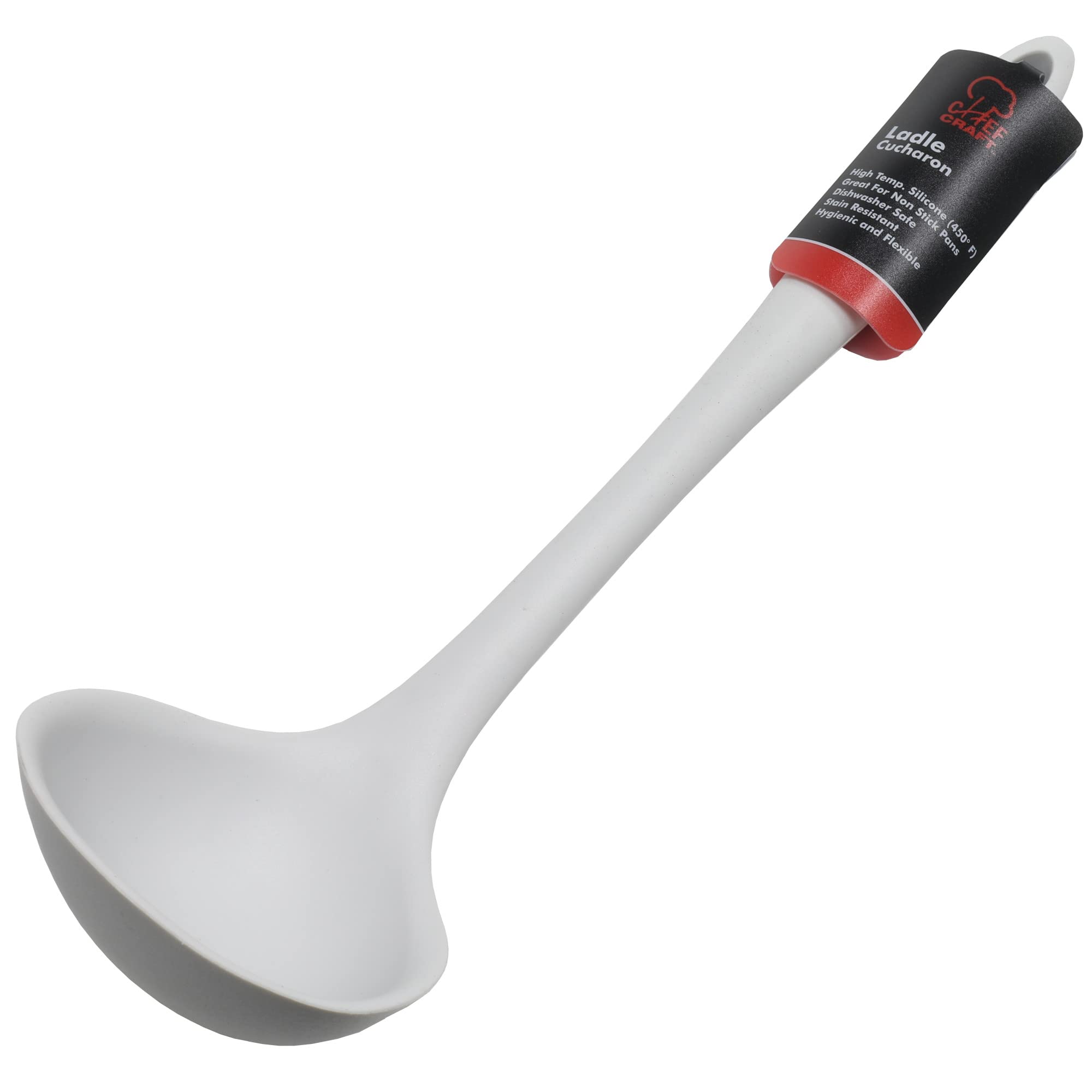 Chef Craft Premium Silicone Cooking Ladle, 11.25 inch, Gray