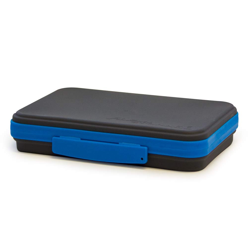 It's Academic Flexi Storage Box with Lid, Collapsible Pencil Case Design for Craft and School Supplies, Blue/Black