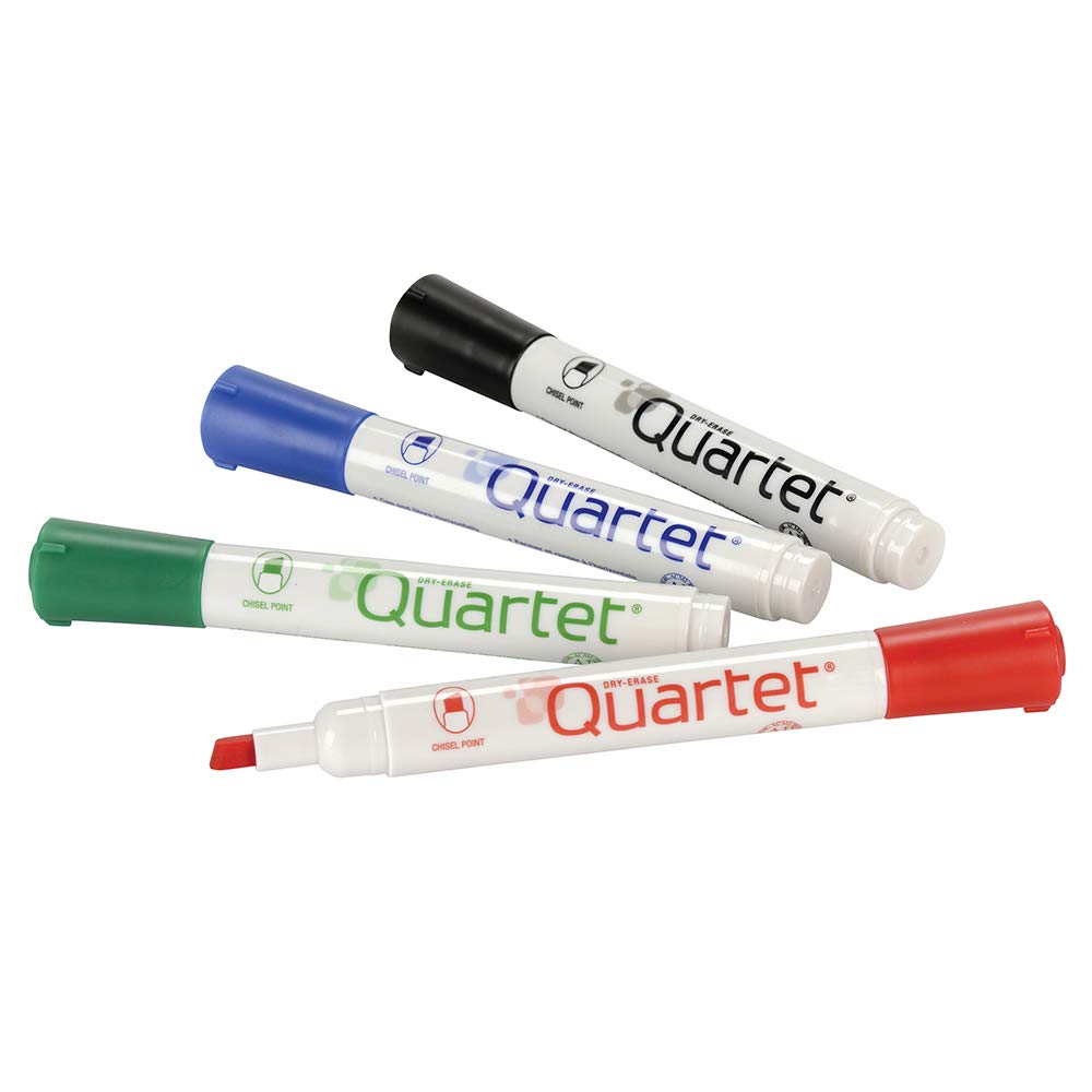 Quartet Classic Low Odor Dry-Erase Markers, Chisel Tip, 4-Marker Set, Assorted Colors, 4 Pack (659510Q)