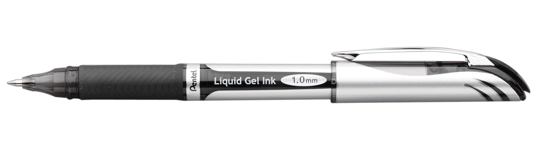 Pentel ENER-GEL Deluxe Liquid Gel Pen, 1.0mm, Bold Line, Metal Tip, Black Ink, 2 Pack (BL60BP2A)