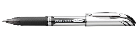 Pentel ENER-GEL Deluxe Liquid Gel Pen, 1.0mm, Bold Line, Metal Tip, Black Ink, 2 Pack (BL60BP2A)