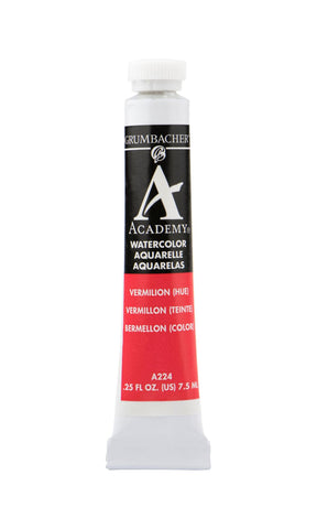 Grumbacher Academy Watercolor Paint, 7.5ml/0.25 Ounce, Vermilion Hue (A224)