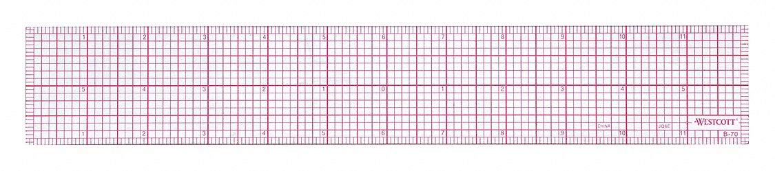 Westcott B-70 8ths Graph Beveled Ruler, 12 in