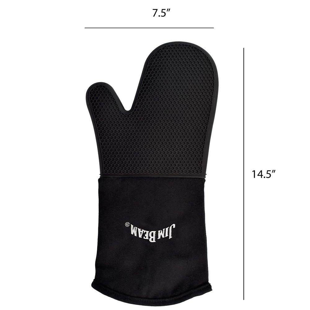 Jim Beam JB0205 Soft and Comfortable Black Silicone Grilling Mitten, Large