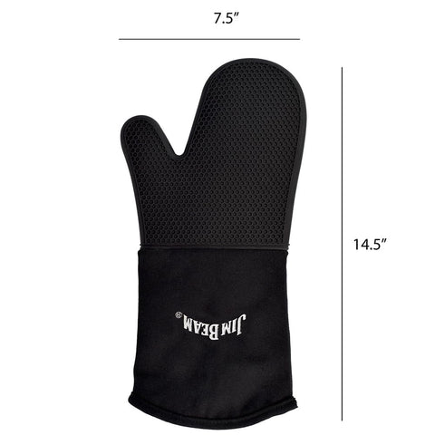 Jim Beam JB0205 Soft and Comfortable Black Silicone Grilling Mitten, Large
