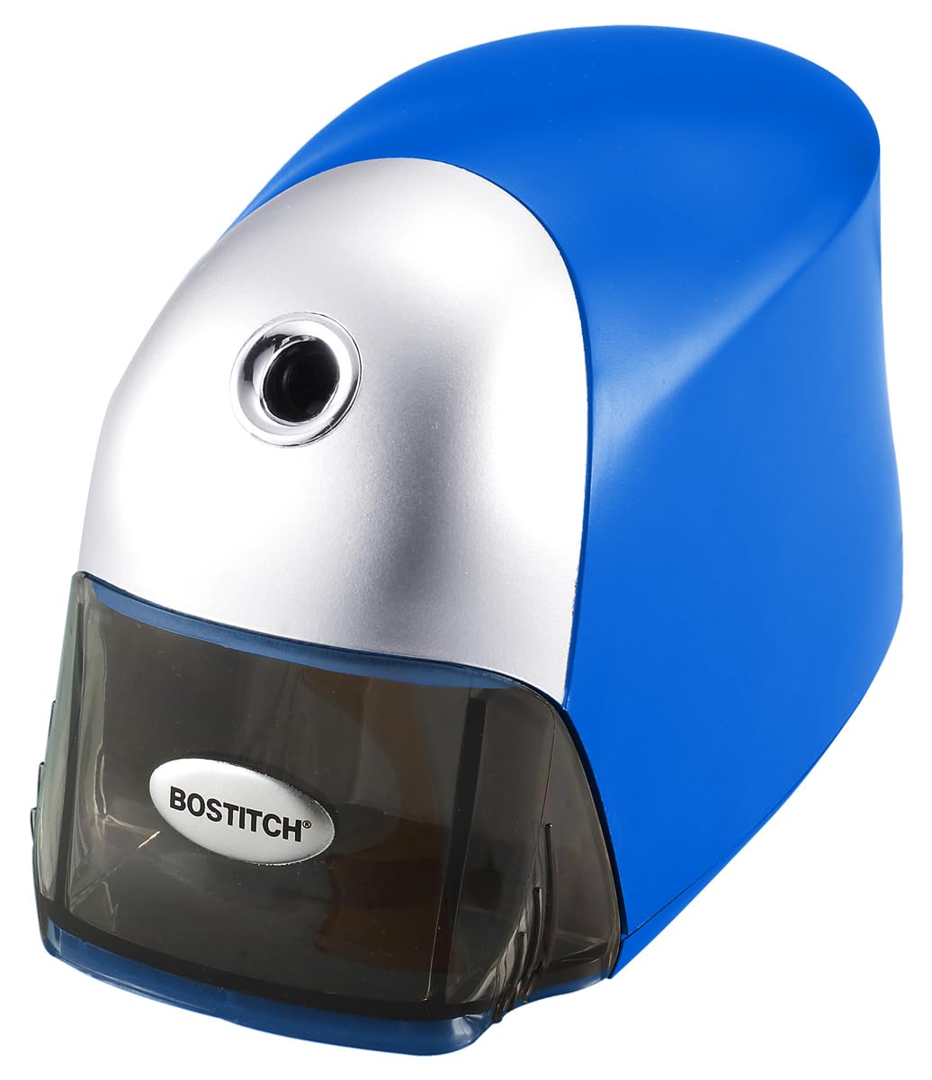 Bostitch Office QuietSharp Executive Heavy Duty Electric Pencil Sharpener for 65% Faster Sharpening and 6X Longer Cutter Life - Colored Pencil Compatible, Blue