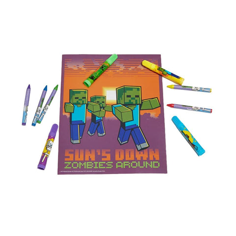 Innovative Designs Mine Craft Kids Coloring Art and Sticker Set,30 Pcs.School and Craft Supplies with Pencil Case,Blue