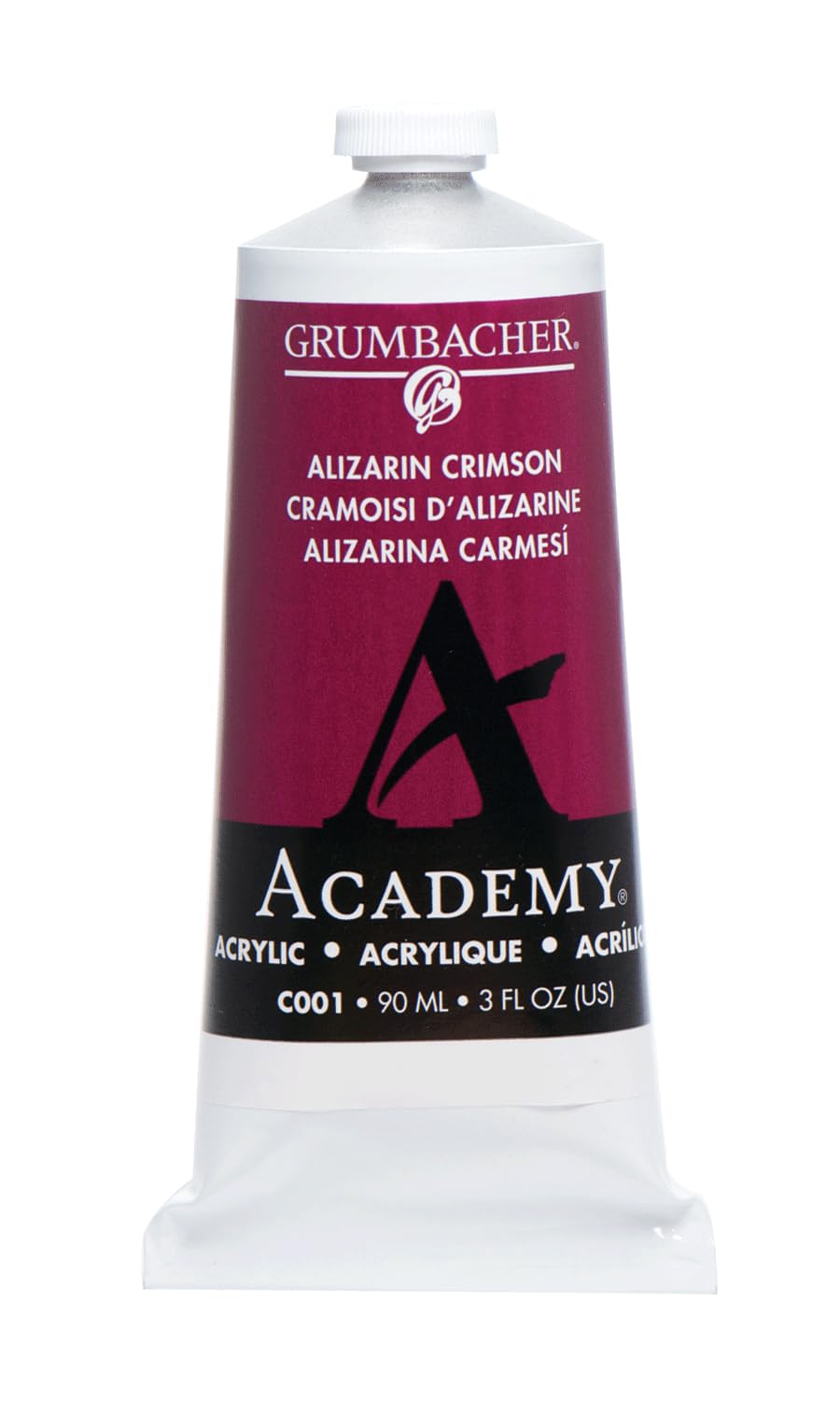 Grumbacher Academy Acrylic Paint, Gloss, 90ml/3 oz Metal Tube, Alizarin Crimson