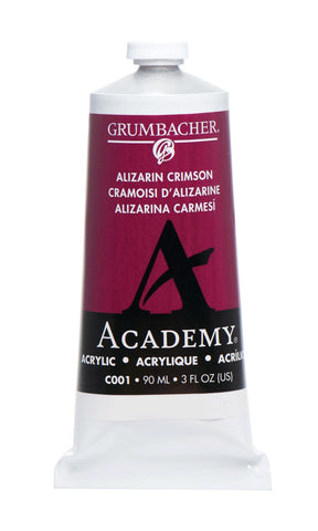 Grumbacher Academy Acrylic Paint, Gloss, 90ml/3 oz Metal Tube, Alizarin Crimson