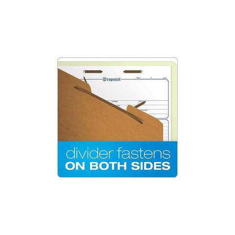 Pendaflex Classification Folders, 1 Divider, Embedded Fasteners, 2/5 Cut Tab, Letter, Light Green, 10/BX (17172), Corona Green