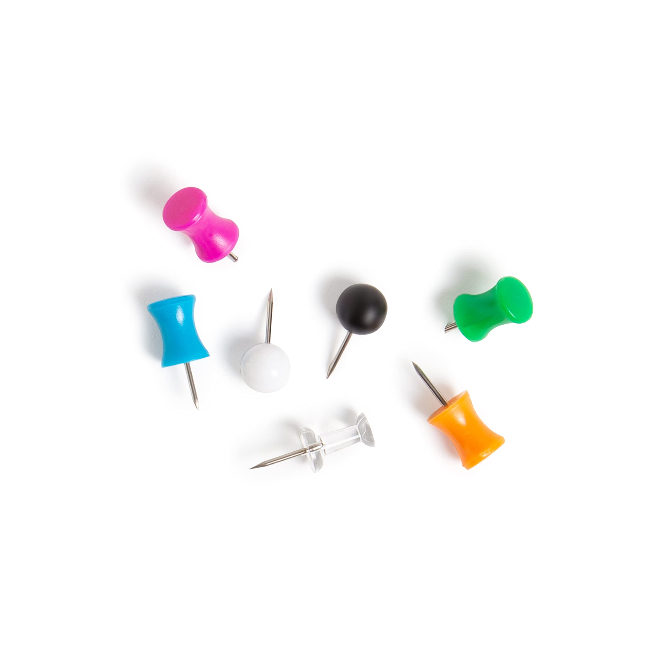 U Brands Push Pins Variety Pack, Office Supplies, with Round Pins, Clear Pins, Assorted Styles, 80 Count