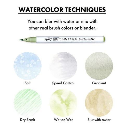 ZIG CLEAN COLOR REAL BRUSH 6 Color set (6 Pale Colors set II)
