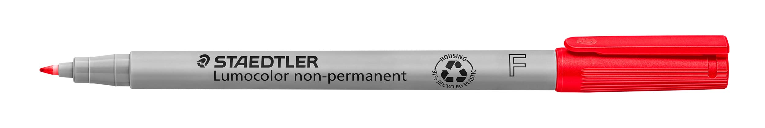 Staedtler Lumograph Non-Permanent Wet Erase Marker Pens, Fine Tip Refillable Colored Marker, Red, 315-2