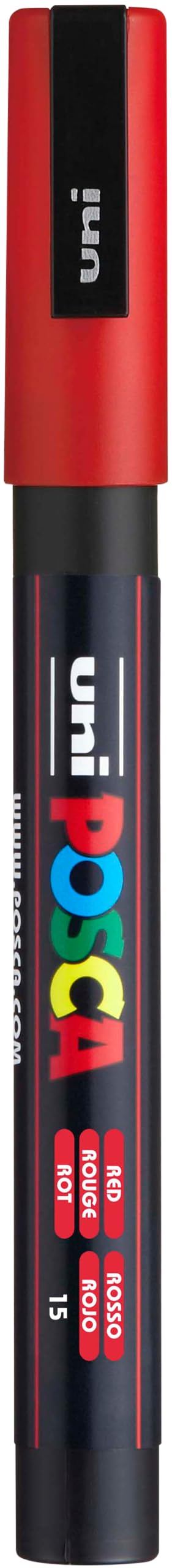 uni POSCA PC-3M Water-Based Paint Markers, Reversible Fine Tip (0.9-1.3mm), Red