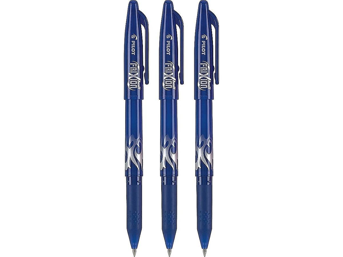 Pilot, FriXion Ball Erasable & Refillable Gel Ink Pens, Fine Point 0.7 mm, Pack of 3, Blue