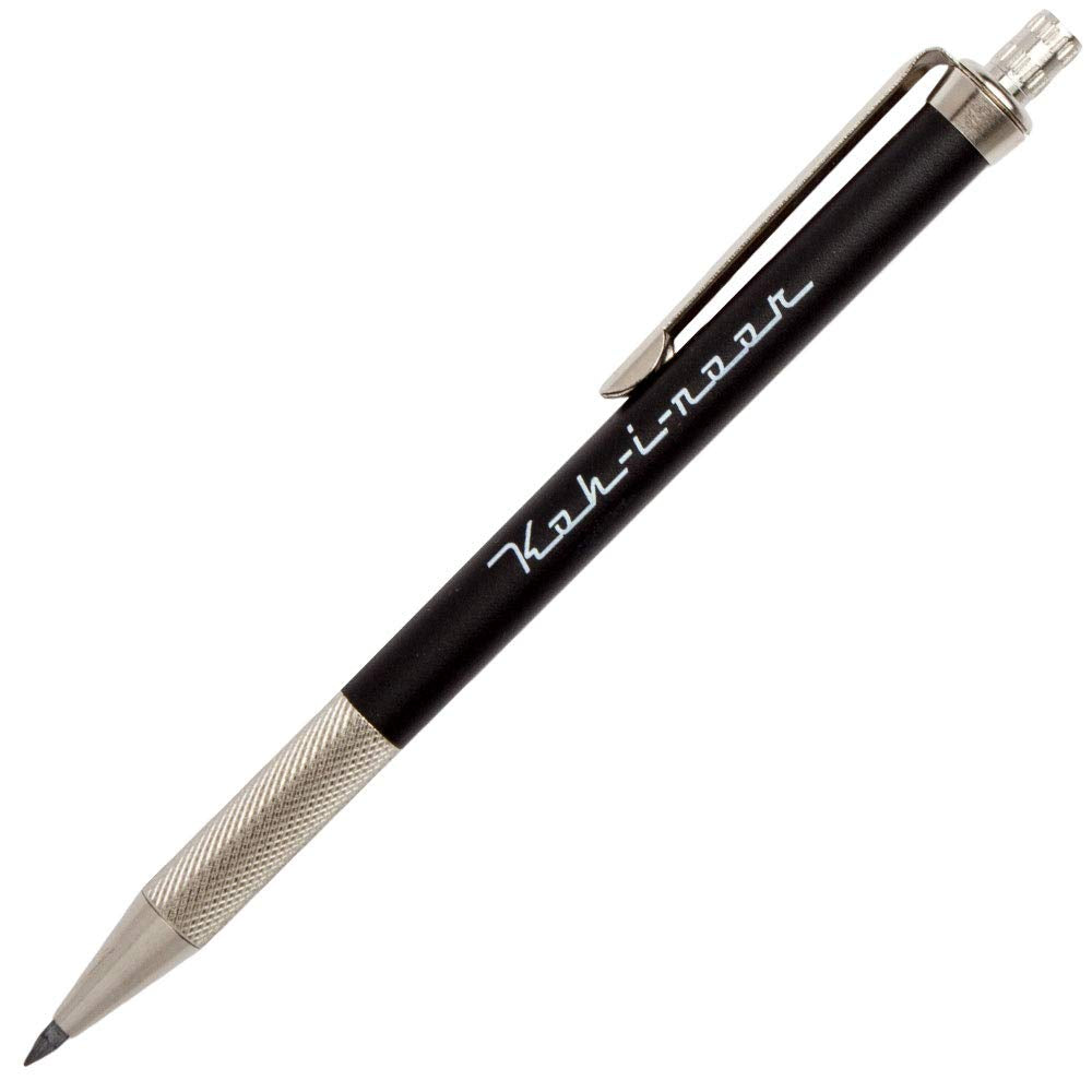 Koh-I-Noor Toison d'Or Notebook Incremental Clutch Lead Holder with 2mm x 90mm Lead, Black, 1 Each (5608CN1005KK)