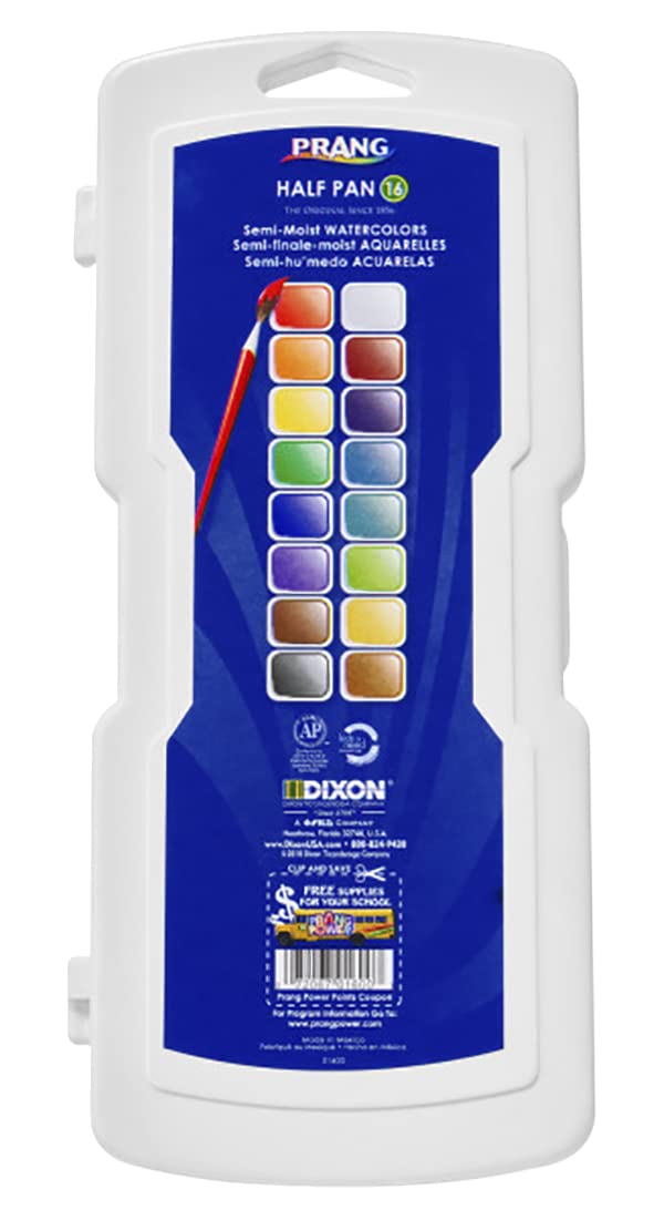 Prang Semi-Moist Watercolors 16-Color Half Pan Set