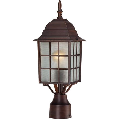 Nuvo Lighting 60/4908 Adams One Light Post Lantern 100 Watt A19 Max. Frosted Glass Rustic Bronze Outdoor Fixture