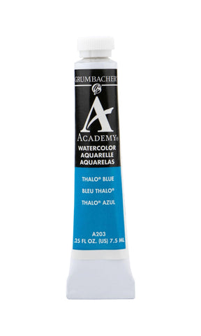 Grumbacher Academy Watercolor Paint, 7.5ml/0.25 Ounce, Thalo Blue (A203)