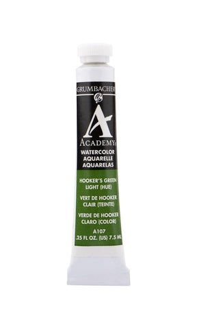 Grumbacher Academy Watercolor Paint, 7.5ml/0.25 oz., Hooker's Green Light Hue (A107)