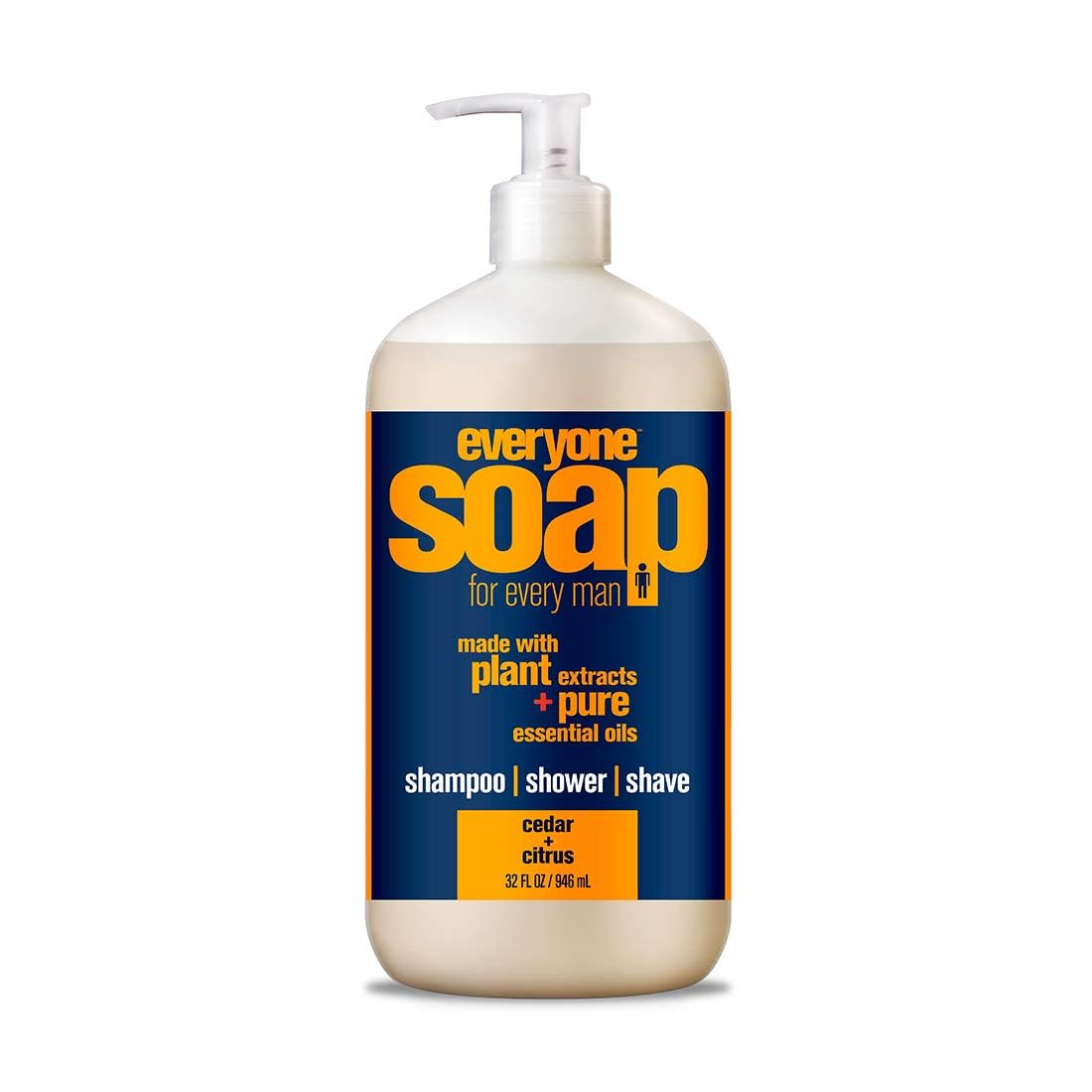 Everyone 3-in-1 Soap, Body Wash, Bubble Bath, Shampoo, 32 Ounce (Pack of 1), Cedar and Citrus, made with Essential Oils for Men and Women