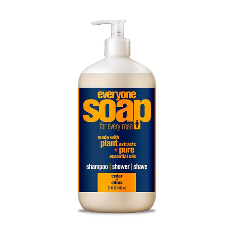 Everyone 3-in-1 Soap, Body Wash, Bubble Bath, Shampoo, 32 Ounce (Pack of 1), Cedar and Citrus, made with Essential Oils for Men and Women