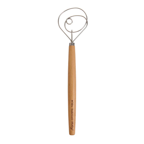 Mrs. Anderson's Baking Dough Whisk 18/8 Stainless Steel Blade, 15-Inches, wood
