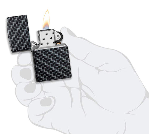 Zippo Carbon Fiber Design 540 Color Pocket Lighter, Black, One Size