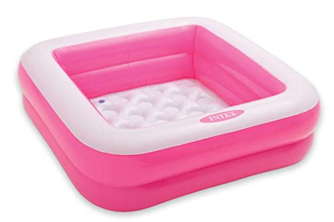 Intex Square Inflatable Kids Pool, 34 x 34 x 10 inches, Pink and White, 15 Gallon