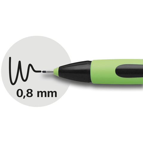 Schneider Xpress Premium Fineliner, 0.8 mm Porous Point, Light Green Barrel, Assorted Ink Colors, Wallet of 6 Pens: Black, Red, Blue, Green, Violet, Pink (190086)