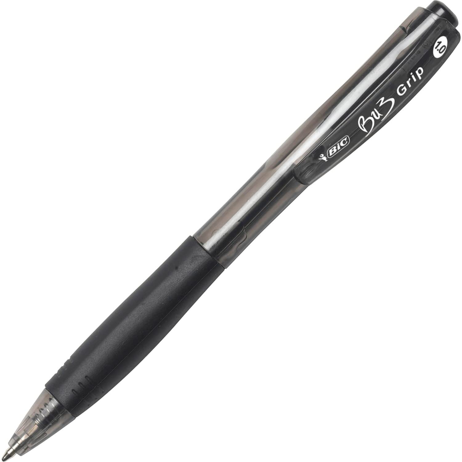 BIC BU3 Grip Retractable Ballpoint Pen, Medium Point (1.0mm), Black, Retractable Black Ballpoint Pens for School and Office, 36-Count
